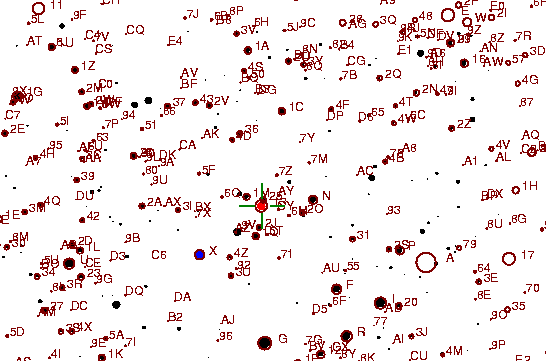 Identification sketch for variable star SZ-LYR (SZ LYRAE) on the night of JD2453304.