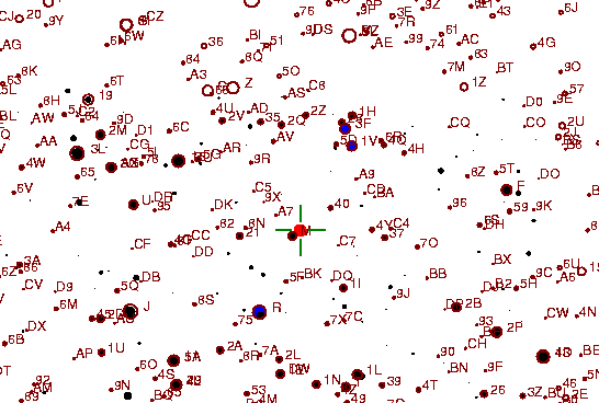 Identification sketch for variable star TU-LYR (TU LYRAE) on the night of JD2453304.