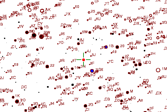 Identification sketch for variable star TV-LYR (TV LYRAE) on the night of JD2453304.