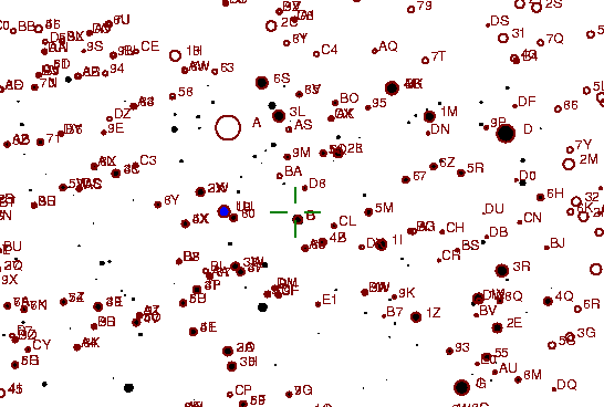 Identification sketch for variable star TW-LYR (TW LYRAE) on the night of JD2453304.