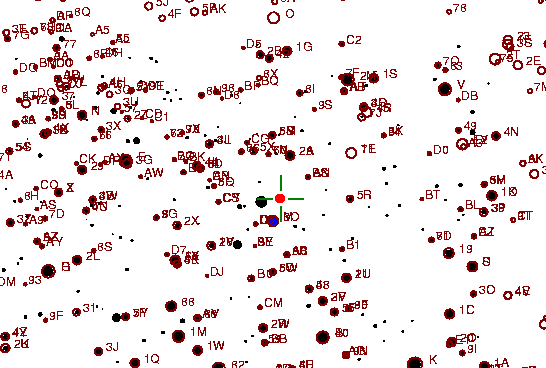 Identification sketch for variable star U-LYR (U LYRAE) on the night of JD2453304.