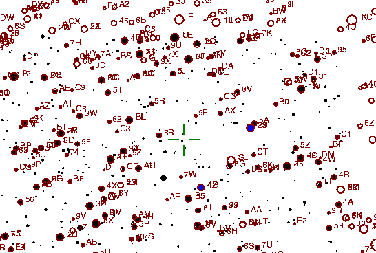 Identification sketch for variable star V-LYR (V LYRAE) on the night of JD2453304.