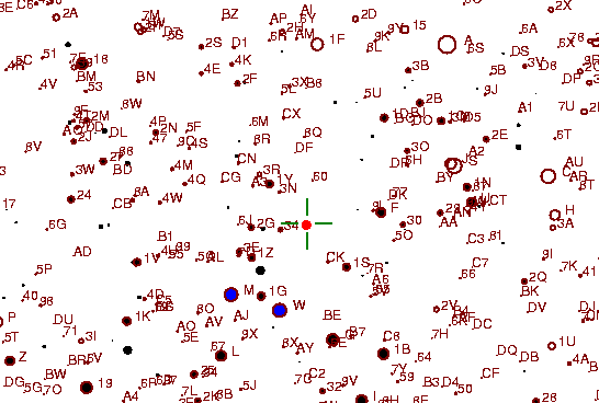 Identification sketch for variable star V-PEG (V PEGASI) on the night of JD2453304.