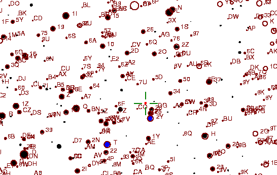 Identification sketch for variable star V1343-AQL (V1343 AQUILAE) on the night of JD2453304.