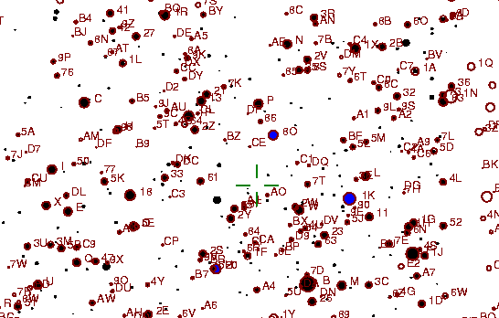 Identification sketch for variable star V1493-AQL (V1493 AQUILAE) on the night of JD2453304.