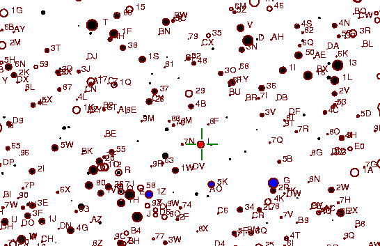 Identification sketch for variable star V1515-CYG (V1515 CYGNI) on the night of JD2453304.