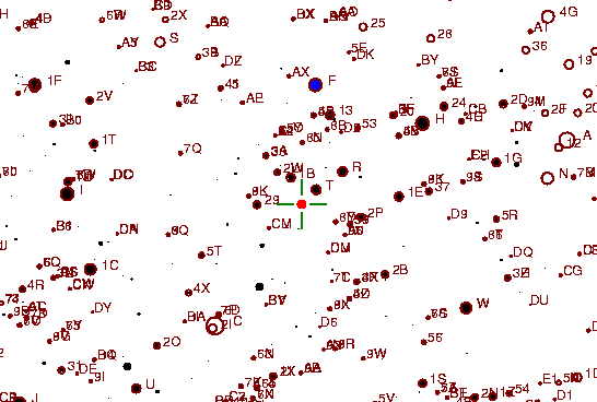 Identification sketch for variable star W-LYR (W LYRAE) on the night of JD2453304.