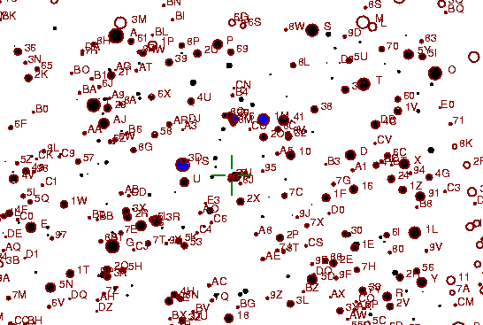 Identification sketch for variable star Z-LYR (Z LYRAE) on the night of JD2453304.