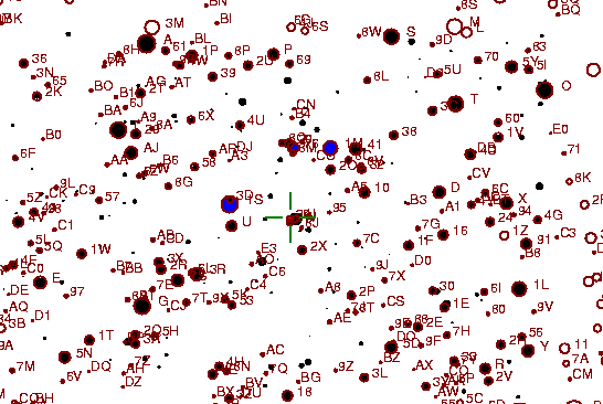 Identification sketch for variable star Z-LYR (Z LYRAE) on the night of JD2453304.