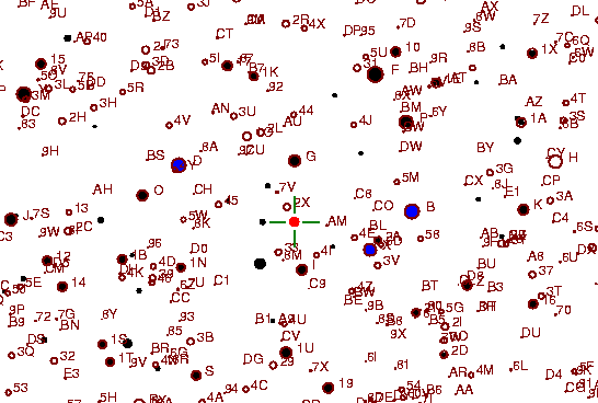 Identification sketch for variable star R-TRI (R TRIANGULI) on the night of JD2453352.
