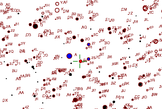 Identification sketch for variable star RU-AND (RU ANDROMEDAE) on the night of JD2453352.