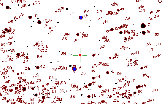 Identification sketch for variable star V1057-CYG (V1057 CYGNI) on the night of JD2453352.